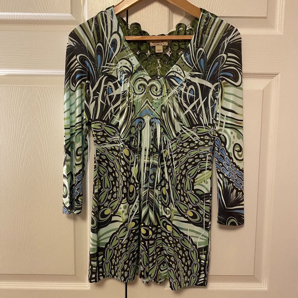 One World 3/4th Sleeve Tunic Style Blouse - Size Small